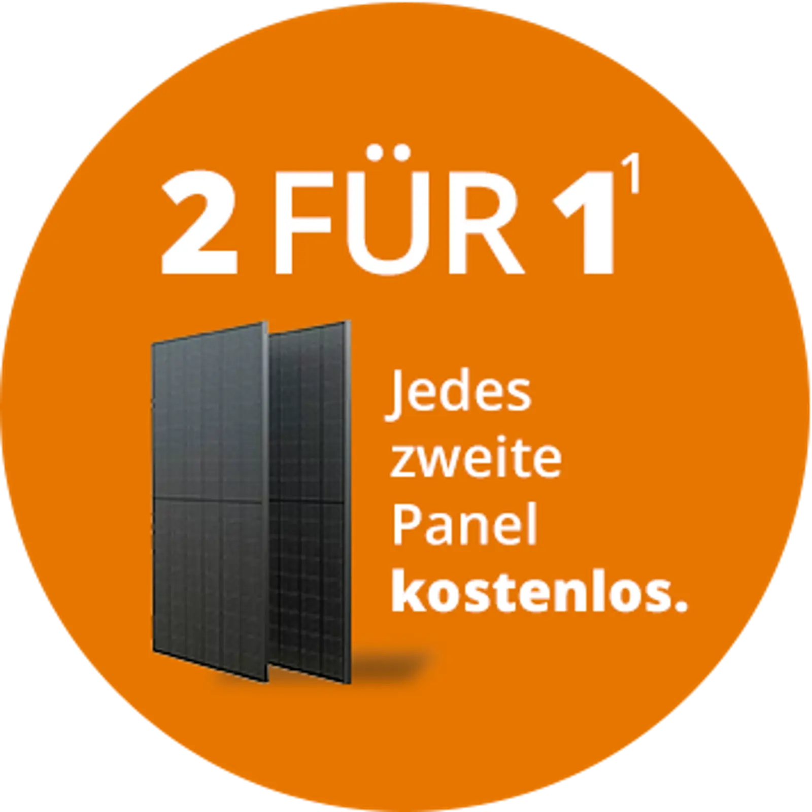 Gelber runder Störer mit schwarzer Schrift und zwei Solarmodulen