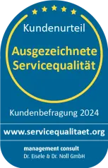 Siegel für ausgezeichnete Servicequalität