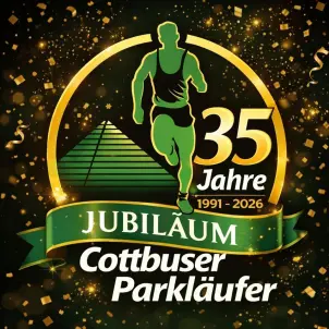 Grafik „35 Jahre 1991–2026 Jubiläum Cottbuser Parkläufer
